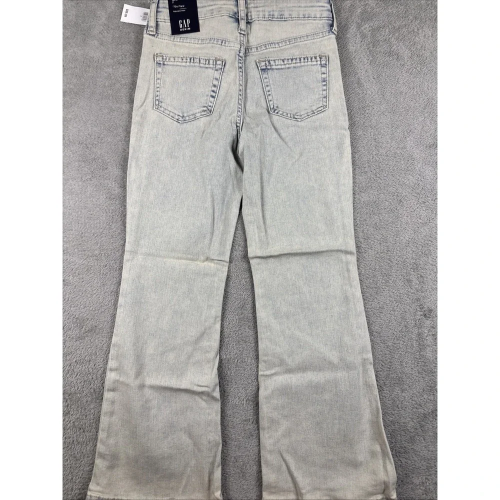 GAP Denim Girls' 70's Flare Stretch‎ Adjustable Waist Studded Jeans Light 7 NWT